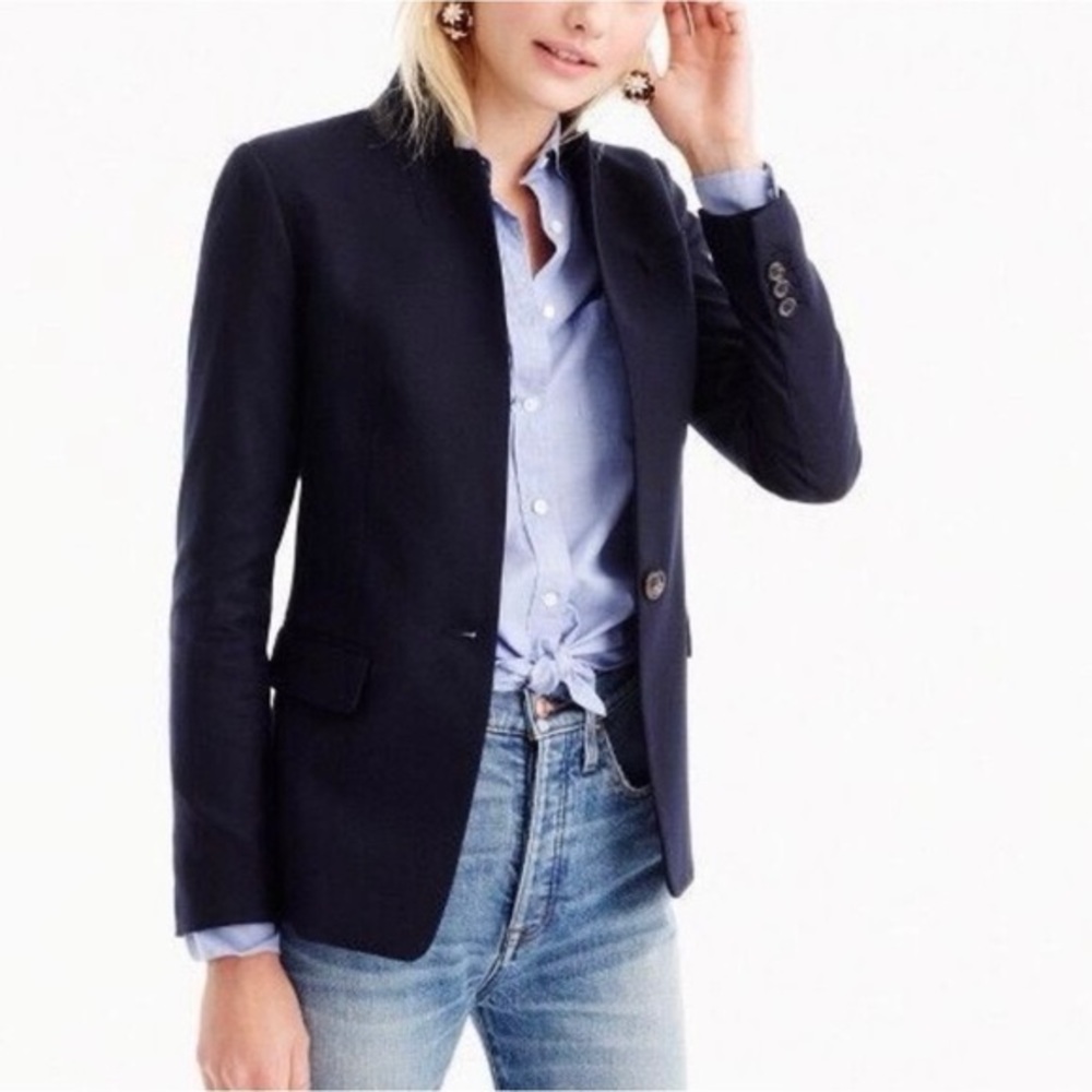 Like New J Crew Wool Blend Parke Blazer in Navy